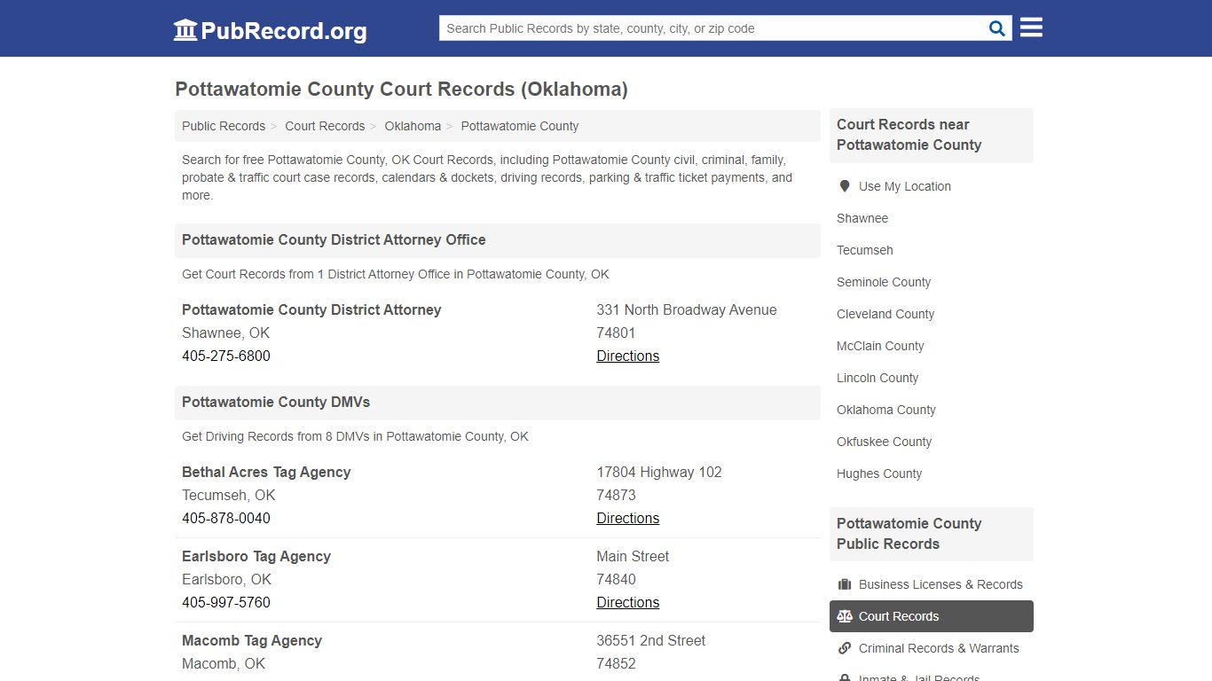 Free Pottawatomie County Court Records (Oklahoma Court Records)