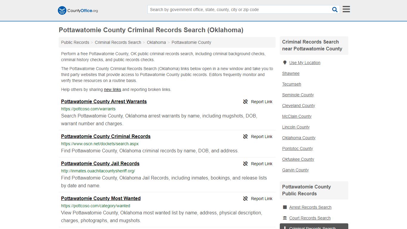 Pottawatomie County Criminal Records Search (Oklahoma)